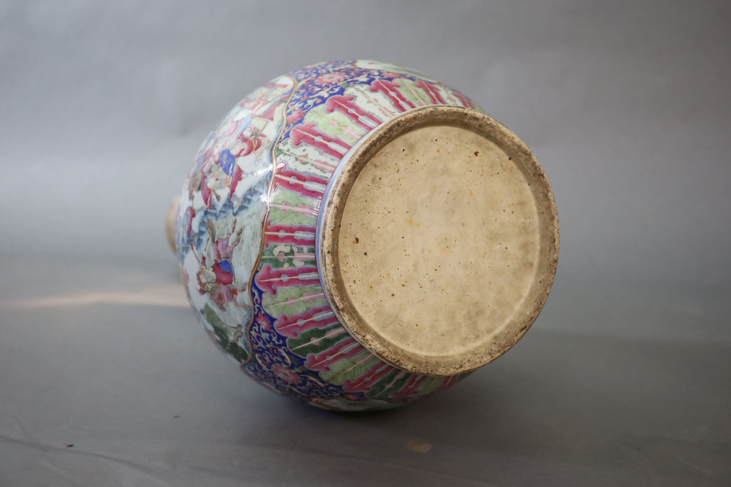 A massive Chinese blue ground bottle vase, Daoguang period (1821-50), 88cm high, neck broken and re-glued